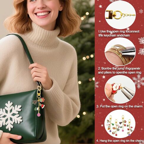Gaiett 319 Pcs Christmas Keychain Making Kit with Charms, Christmas Bag Charm Making Kit Including 112 Charms 20 Keychain Clips Hooks 25 Extender Chains 160 Jump Ring and Jewelry Plier for DIY Crafts in Saudi Arabia