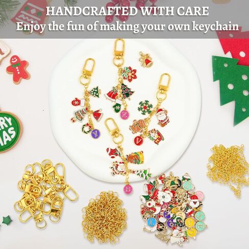 Gaiett 319 Pcs Christmas Keychain Making Kit with Charms, Christmas Bag Charm Making Kit Including 112 Charms 20 Keychain Clips Hooks 25 Extender Chains 160 Jump Ring and Jewelry Plier for DIY Crafts in Saudi Arabia