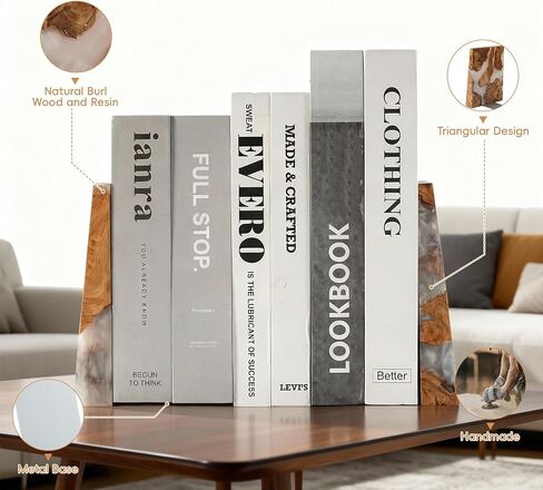 يتوهج في نهايات الظلام، نهايات خشبية للأرفف، نهايات كتاب مضيئة باللون الأزرق مع خشب العقدة والراتنج، غلاف وفواصل للكتب المزخرفة، أزرق، كبير، ديكور مكتبي فريد لمكتبة المكتب المنزلي in Saudi Arabia