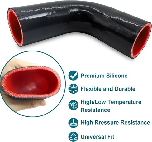 90 Degree Elbow ID 4'' (102mm) Silicone Hose Coupler, Reinforced 4-layer Wall 5MM for Cold Air Intake, Turbo, Intercooler, 4"leg Length(102mm) Automotive Radiator Hose in Saudi Arabia