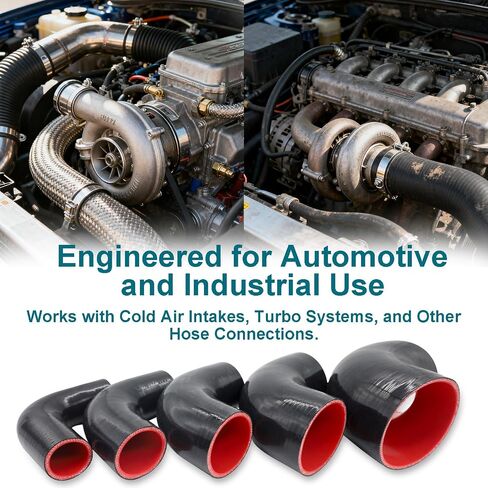 90 Degree Elbow ID 4'' (102mm) Silicone Hose Coupler, Reinforced 4-layer Wall 5MM for Cold Air Intake, Turbo, Intercooler, 4"leg Length(102mm) Automotive Radiator Hose in Saudi Arabia