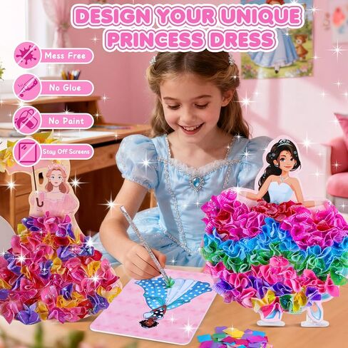 8 PCS Poke in Crafts Art Kits for Girls, Arts and Crafts for Kids Ages 6-12, Girls Toys age 6-8, No Mess DIY Princesses Game Unicorn Craft ﻿Birthday Gifts Toys for 6 7 8 9 10 Year Old Girl Kids in Saudi Arabia