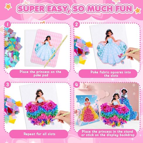 8 PCS Poke in Crafts Art Kits for Girls, Arts and Crafts for Kids Ages 6-12, Girls Toys age 6-8, No Mess DIY Princesses Game Unicorn Craft ﻿Birthday Gifts Toys for 6 7 8 9 10 Year Old Girl Kids in Saudi Arabia
