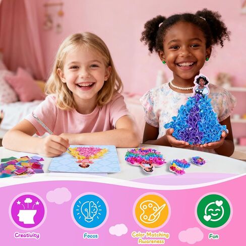 8 PCS Poke in Crafts Art Kits for Girls, Arts and Crafts for Kids Ages 6-12, Girls Toys age 6-8, No Mess DIY Princesses Game Unicorn Craft ﻿Birthday Gifts Toys for 6 7 8 9 10 Year Old Girl Kids in Saudi Arabia