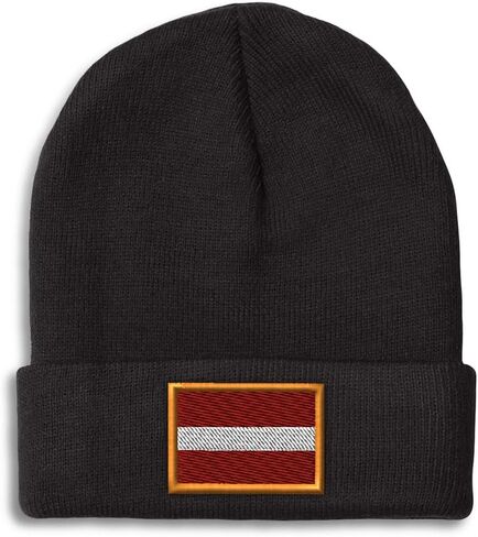 Custom Beanies for Men Latvia Embroidery Europe Winter Hats for Women Acrylic Skull Cap 1 Size in Saudi Arabia