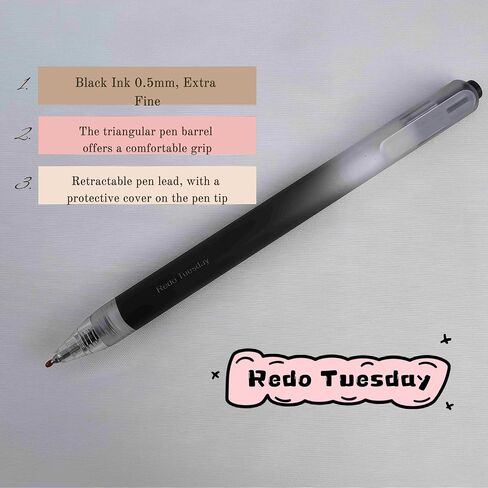 RT01P6, Gel Ink Rollerball Triangular Pen Holder, Press Neutral Pen, Black Ink, 0.5mm Ultra-Fine Pen Tip, Writting Smooth, One Box of 6 Pens (Black RT01P6) in Saudi Arabia