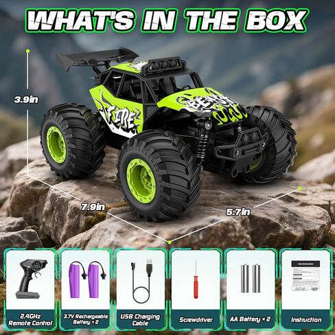 Remote Control Car, All Terrain RC Cars with Speed Switch RC Truck with LED Headlight and Rechargeable Batteries, 20KM/H Monster Truck Toys Gift for Girls Age 6-8 8-12, Pink in Saudi Arabia