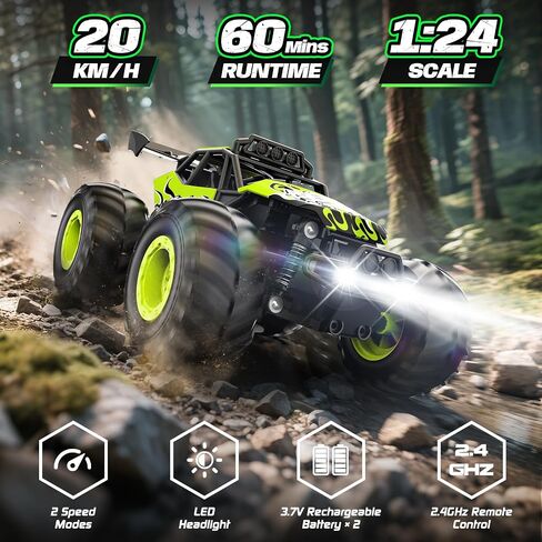 Remote Control Car, All Terrain RC Cars with Speed Switch RC Truck with LED Headlight and Rechargeable Batteries, 20KM/H Monster Truck Toys Gift for Girls Age 6-8 8-12, Pink in Saudi Arabia