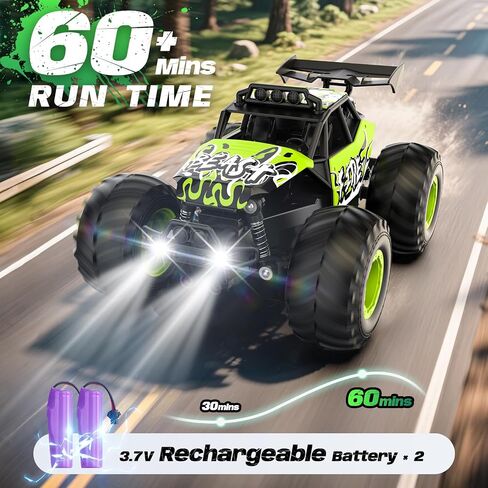 Remote Control Car, All Terrain RC Cars with Speed Switch RC Truck with LED Headlight and Rechargeable Batteries, 20KM/H Monster Truck Toys Gift for Girls Age 6-8 8-12, Pink in Saudi Arabia