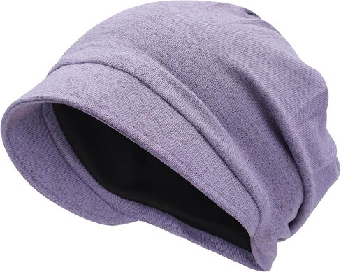 ZLYC Women Slouchy Beanie with Short Visor Brim Double Layer Lining Knit Skull Cap in Saudi Arabia