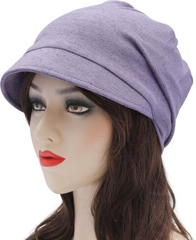 ZLYC Women Slouchy Beanie with Short Visor Brim Double Layer Lining Knit Skull Cap in Saudi Arabia
