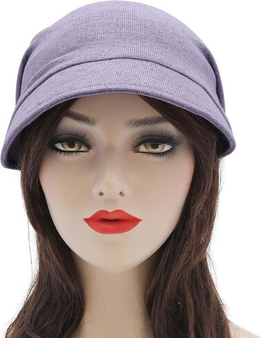 ZLYC Women Slouchy Beanie with Short Visor Brim Double Layer Lining Knit Skull Cap in Saudi Arabia