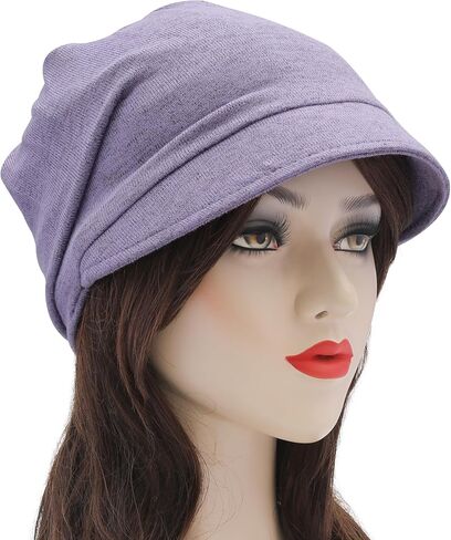 ZLYC Women Slouchy Beanie with Short Visor Brim Double Layer Lining Knit Skull Cap in Saudi Arabia