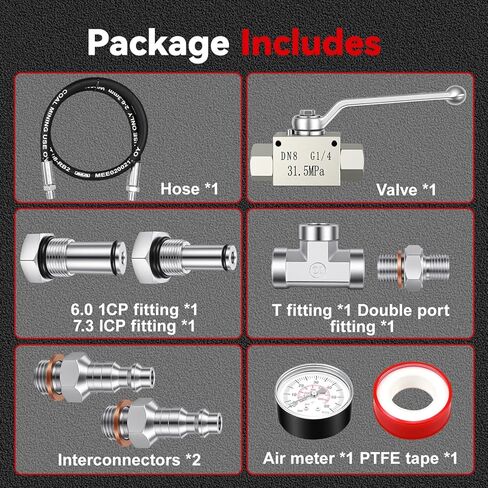 High Pressure Oil System IPR Air Test Tool Kit with Gauge, Compatible with Ford 6.0L-7.3L Powerstroke Diesel Engines in Saudi Arabia