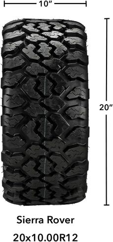 RM Cart 12" Casino أسود/أزرق على إطارات شعاعية 20x10R12 Sierra Rover (مجموعة من 4) | مجموعة إطارات وعجلات عربة الجولف مع صواميل العروة القياسية in Kuwait