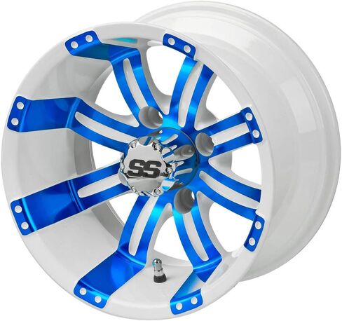 RM Cart 12" Casino أسود/أزرق على إطارات شعاعية 20x10R12 Sierra Rover (مجموعة من 4) | مجموعة إطارات وعجلات عربة الجولف مع صواميل العروة القياسية in Kuwait