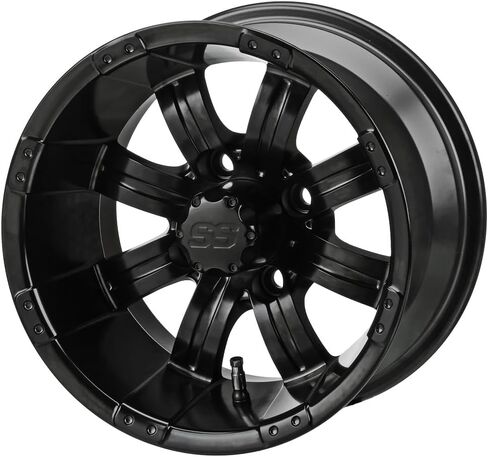 RM Cart 12" Casino أسود/أزرق على إطارات شعاعية 20x10R12 Sierra Rover (مجموعة من 4) | مجموعة إطارات وعجلات عربة الجولف مع صواميل العروة القياسية in Kuwait