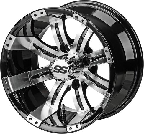 RM Cart 12" Casino أسود/أزرق على إطارات شعاعية 20x10R12 Sierra Rover (مجموعة من 4) | مجموعة إطارات وعجلات عربة الجولف مع صواميل العروة القياسية in Saudi Arabia