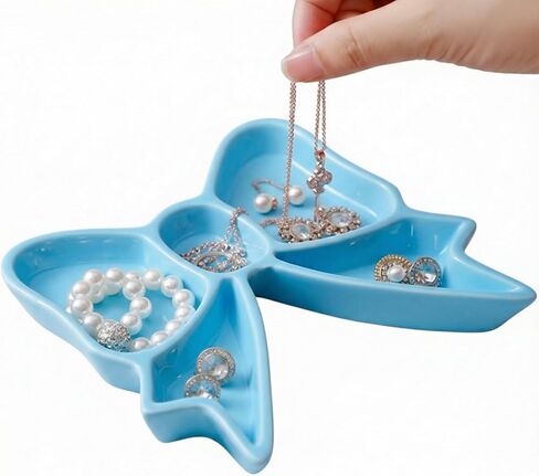 LemonRoad Pink Bow Jewelry Tray Coquette Ceramic Bow Tray Rings Necklace Bracelets Earrings Storage Dish Cosmetics Trinket Jewelry Key Bowl for Woman Girls Gifts Room Decor in Kuwait