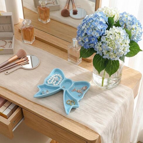 LemonRoad Pink Bow Jewelry Tray Coquette Ceramic Bow Tray Rings Necklace Bracelets Earrings Storage Dish Cosmetics Trinket Jewelry Key Bowl for Woman Girls Gifts Room Decor in Kuwait