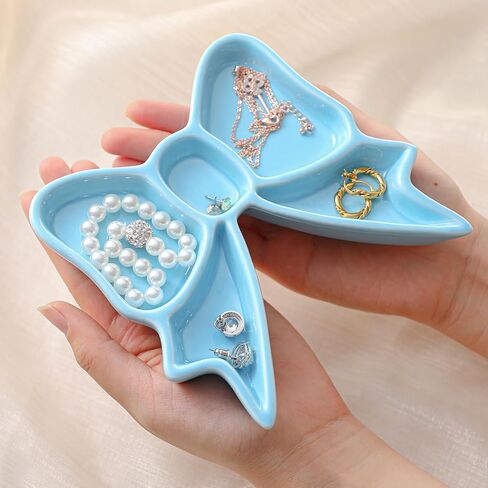 LemonRoad Pink Bow Jewelry Tray Coquette Ceramic Bow Tray Rings Necklace Bracelets Earrings Storage Dish Cosmetics Trinket Jewelry Key Bowl for Woman Girls Gifts Room Decor in Kuwait