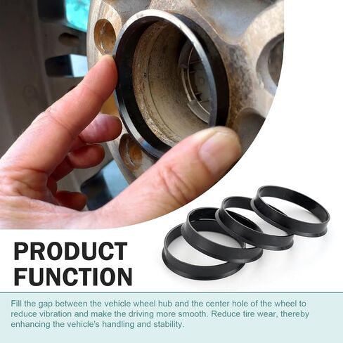 4 Pack Car Wheel Hub Center Ring, 73.1mmOD-60.1mmID Fill Gaps Adapter Ring, Plastic Eliminate Vibration Wheel Modification Accessories, Universal for Most Vehicles (Black #1) in Saudi Arabia