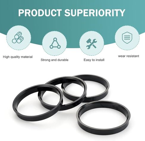 4 Pack Car Wheel Hub Center Ring, 73.1mmOD-60.1mmID Fill Gaps Adapter Ring, Plastic Eliminate Vibration Wheel Modification Accessories, Universal for Most Vehicles (Black #1) in Saudi Arabia