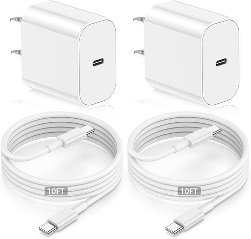 iPhone 15 Charger Fast Charging 10 ft,Apple 20W USB C Wall Block and Type C to C Cable Cord Long,iPad Pro Plug Power Adapter Cube Brick for iPhone 15 Pro Max/15 Plus/iPad 12.9/11inch/Air/Mini/4th/6 in Saudi Arabia