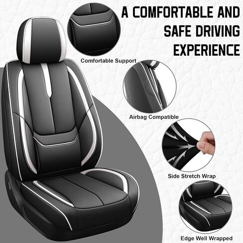 أغطية مقاعد السيارة مناسبة لسيارة Hyundai Tucson 2005-2025، واقي مقعد جلدي مقاوم للماء وجيد التهوية، متوافق مع الوسادة الهوائية، سهل التركيب والتنظيف، جزء داخلي متين للسيارات (مقعدان، أسود وأحمر، ستاندرد) in Saudi Arabia