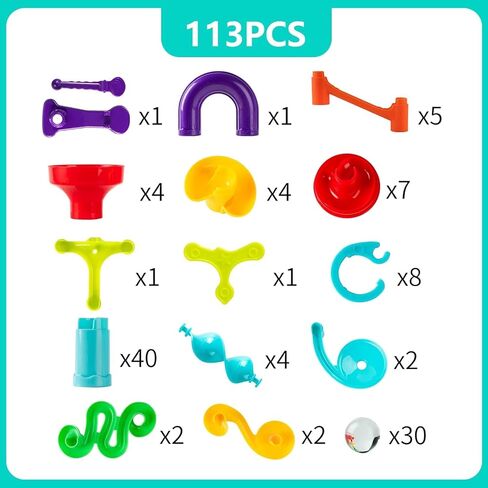 Marble Run Construction Set, STEM Learning Building Toy, 113 Pieces, Colorful Plastic Track with Spiral Ladder, Rotating Funnel, Ages 3-8 in Saudi Arabia