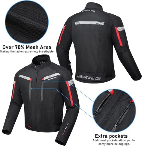 Motorcycle Jacket for Men, CE Armored Mesh Motorbike Jacket for Summer, Breathable Protective Gear for Motorcycling in Kuwait