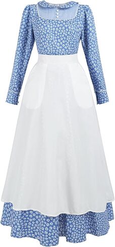 LSYYSKB Women Pioneer Dress Prairie Colonial Costume Dress 1800s American Historical Pioneer Prairie Laura Costumes in Saudi Arabia