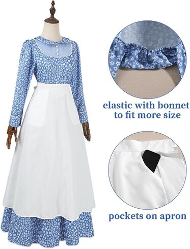 LSYYSKB Women Pioneer Dress Prairie Colonial Costume Dress 1800s American Historical Pioneer Prairie Laura Costumes in Saudi Arabia