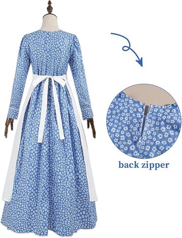 LSYYSKB Women Pioneer Dress Prairie Colonial Costume Dress 1800s American Historical Pioneer Prairie Laura Costumes in Saudi Arabia