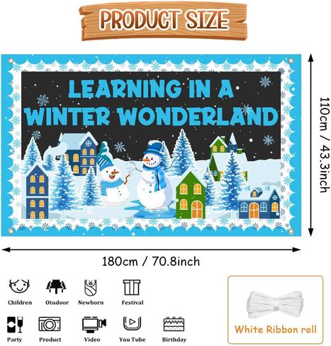 Winter Classroom Decoration Learning in a Winter Wonderland Banner, Snow Scene Snowman for School Home Wall Decoration 70.8x43.3 inch in Saudi Arabia