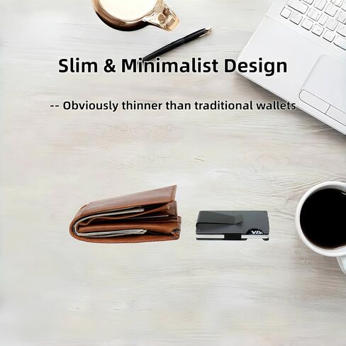 Leatherboss Wallet for Men RFID Blocking Minimalist Metal Card Holder with Money Clip Holds Credit Cards and Cash (Midnight Black) in Saudi Arabia