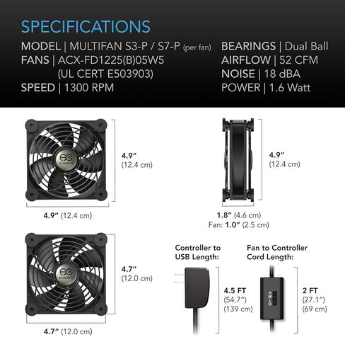 AC Infinity MULTIFAN S4, Quiet 140mm USB Fan, UL-Certified for Receiver DVR Playstation Xbox Computer Cabinet Cooling in Saudi Arabia