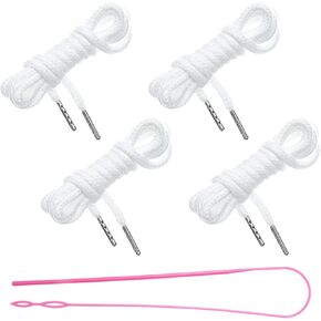 4 PCS Drawstring Cord, Replacement Drawstring for Sweatpants White Drawstrings Threader Pants Cord Elastic Hoodie String Replacement with Easy Threader Tool for Pants Jackets Trunks Coat in Kuwait