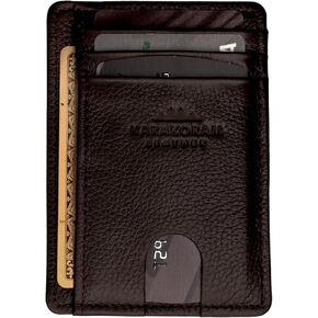 محفظة KARAKORAM من الجلد الفاخر العمودي بجيب أمامي نحيف للرجال | RFID حجب حامل بطاقة الائتمان للنساء | مع فتحات الوصول السريع للبطاقات والهويات (أسود غامق) in Kuwait