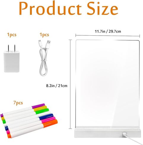 Personalized DIY LED Night Light Message Board with Erasable Pen,Light-Up Memo Board for Room,Home & Office Decor for Women,Men on Mother's Day,Father's Day,Birthday & Anniversary in Saudi Arabia