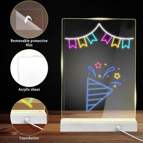 Personalized DIY LED Night Light Message Board with Erasable Pen,Light-Up Memo Board for Room,Home & Office Decor for Women,Men on Mother's Day,Father's Day,Birthday & Anniversary in Saudi Arabia