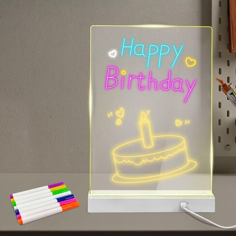 Personalized DIY LED Night Light Message Board with Erasable Pen,Light-Up Memo Board for Room,Home & Office Decor for Women,Men on Mother's Day,Father's Day,Birthday & Anniversary in Saudi Arabia