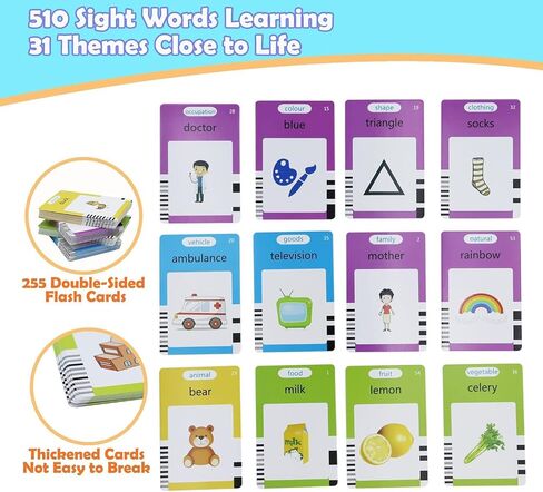 Spanish & English 510 Words Alphabet Bilingual Talking Flash Cards for 3-8 Years Toddlers, Pocket Speech Buddy Therapy Autism Toys, Educational Learning Interactive Toy for Boys Girls Kids Gifts Blue in Saudi Arabia