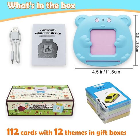 Spanish & English 510 Words Alphabet Bilingual Talking Flash Cards for 3-8 Years Toddlers, Pocket Speech Buddy Therapy Autism Toys, Educational Learning Interactive Toy for Boys Girls Kids Gifts Blue in Kuwait