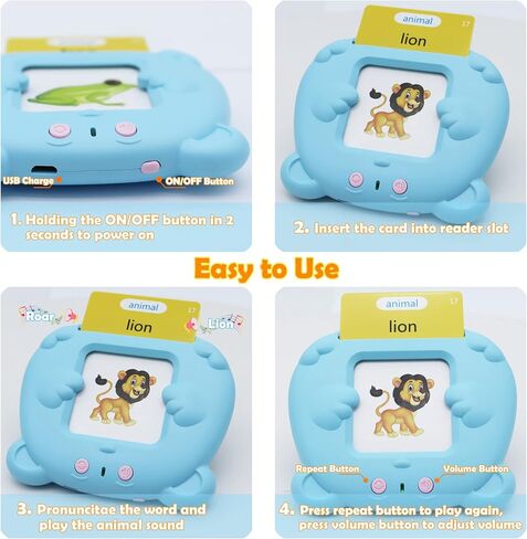 Spanish & English 510 Words Alphabet Bilingual Talking Flash Cards for 3-8 Years Toddlers, Pocket Speech Buddy Therapy Autism Toys, Educational Learning Interactive Toy for Boys Girls Kids Gifts Blue in Saudi Arabia