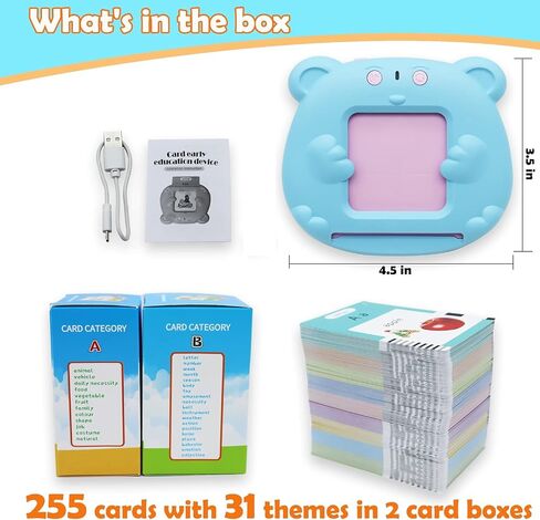 Spanish & English 510 Words Alphabet Bilingual Talking Flash Cards for 3-8 Years Toddlers, Pocket Speech Buddy Therapy Autism Toys, Educational Learning Interactive Toy for Boys Girls Kids Gifts Blue in Saudi Arabia