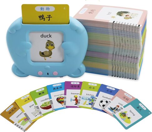 Spanish & English 510 Words Alphabet Bilingual Talking Flash Cards for 3-8 Years Toddlers, Pocket Speech Buddy Therapy Autism Toys, Educational Learning Interactive Toy for Boys Girls Kids Gifts Blue in Saudi Arabia