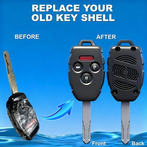 for Honda Key Fob Shell Replacement Civic Accord Fit CR-Z CR-V Pilot Odyssey Insight Crosstour Element Ridgeline,for Acura TSX Key Fob Case Cover (Check Fitment Guide) (Black, 4 Button) in Saudi Arabia
