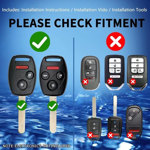for Honda Key Fob Shell Replacement Civic Accord Fit CR-Z CR-V Pilot Odyssey Insight Crosstour Element Ridgeline,for Acura TSX Key Fob Case Cover (Check Fitment Guide) (Black, 4 Button) in Saudi Arabia