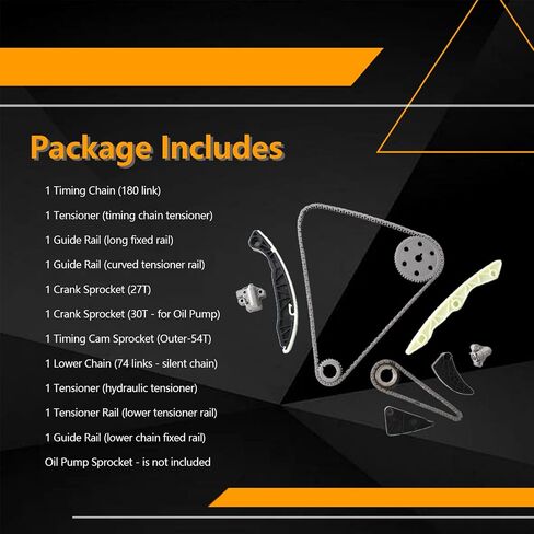 مجموعة سلسلة توقيت المحرك AUCERAMIC متوافقة مع Hyundai Sonata 06-09، Tucson 10-13، Kia Forte 10-13، Optima 06-10، Rondo 07-10 2.4L L4 23121-25060 24321-25000 in Kuwait